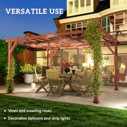 11 X 12.5 Outdoor Wood Pergola With Grape Trellis For Patio, Deck, Backyard, Lawn
